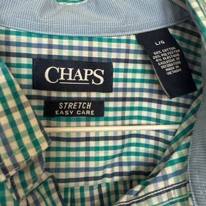 Chaps Men's Plaid Shirt - Blue and Green